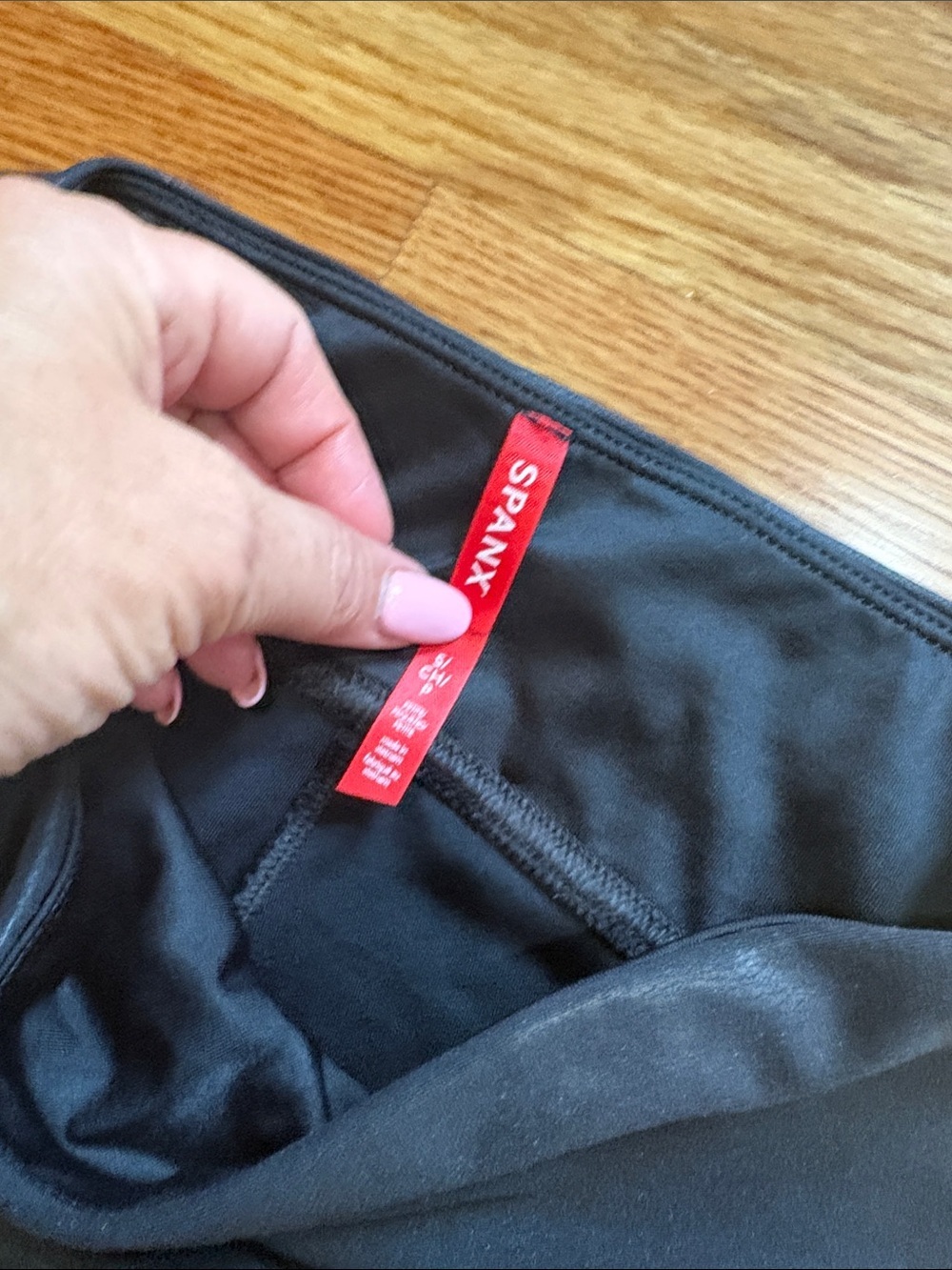 SPANX Black Faux Leather shapewear athletic Leggings yoga NWOT lustrous Small - Picture 3 of 7